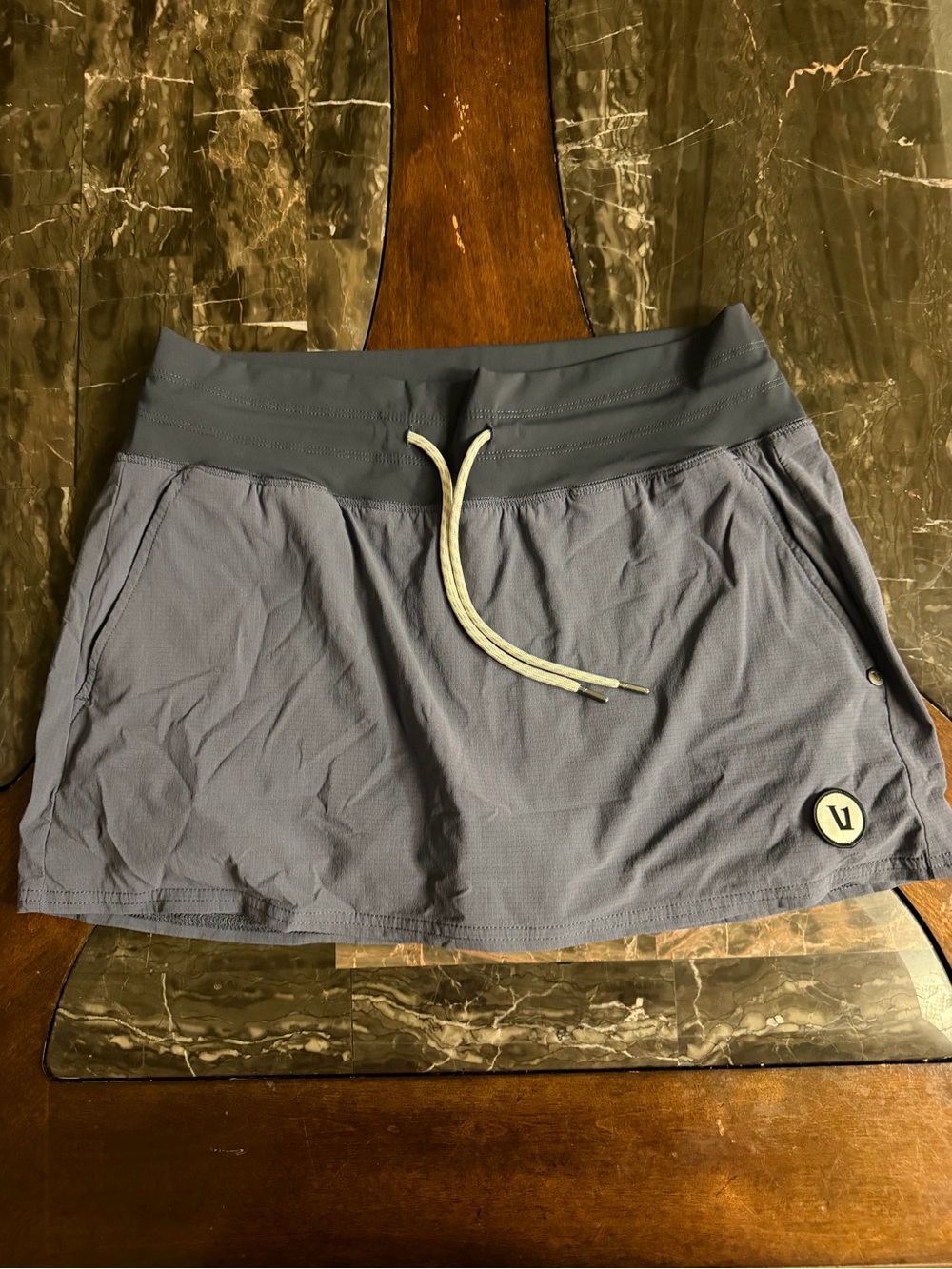 Vuori Slate Blue Athletic Skort with Drawstring Waist